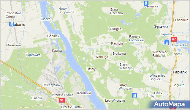 mapa Winduga gmina Bobrowniki, Winduga gmina Bobrowniki na mapie Targeo