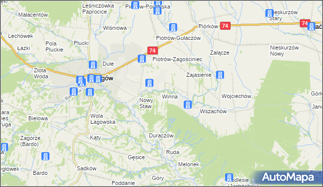 mapa Winna gmina Łagów, Winna gmina Łagów na mapie Targeo