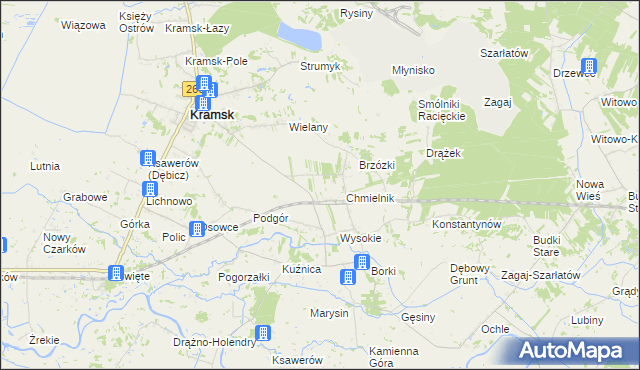 mapa Winnica gmina Kramsk, Winnica gmina Kramsk na mapie Targeo