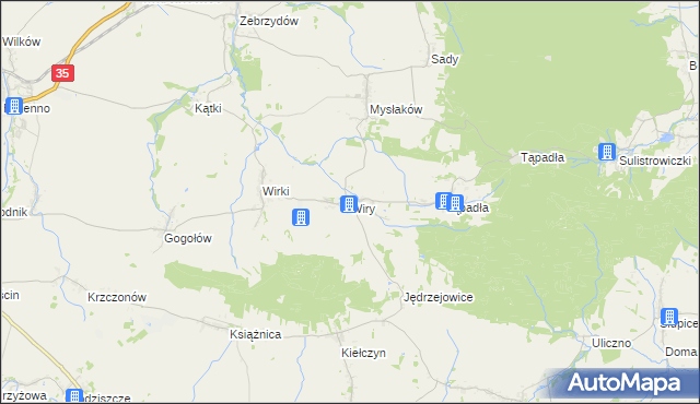 mapa Wiry gmina Marcinowice, Wiry gmina Marcinowice na mapie Targeo