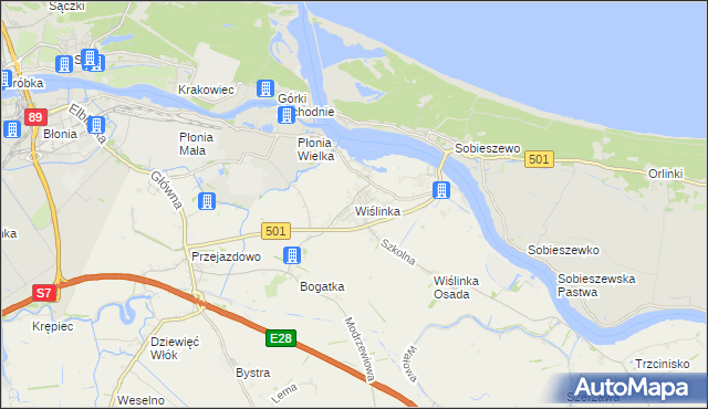 mapa Wiślinka, Wiślinka na mapie Targeo