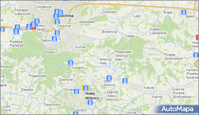 mapa Wiśnicz Mały, Wiśnicz Mały na mapie Targeo