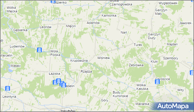 mapa Wiśniew gmina Jakubów, Wiśniew gmina Jakubów na mapie Targeo
