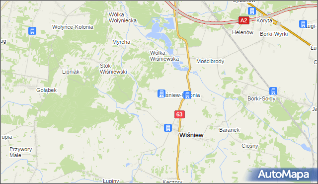 mapa Wiśniew-Kolonia, Wiśniew-Kolonia na mapie Targeo