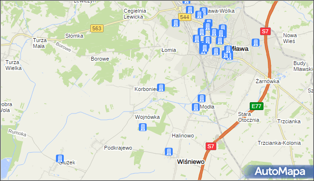 mapa Wiśniewko gmina Wiśniewo, Wiśniewko gmina Wiśniewo na mapie Targeo