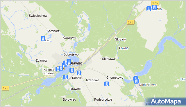 mapa Wiśniewo gmina Drawno, Wiśniewo gmina Drawno na mapie Targeo