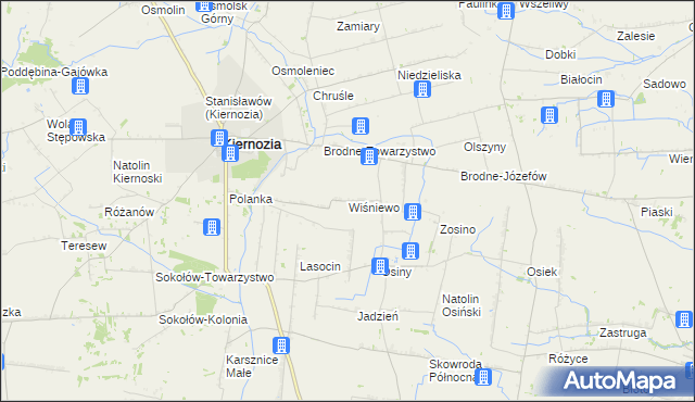 mapa Wiśniewo gmina Kiernozia, Wiśniewo gmina Kiernozia na mapie Targeo