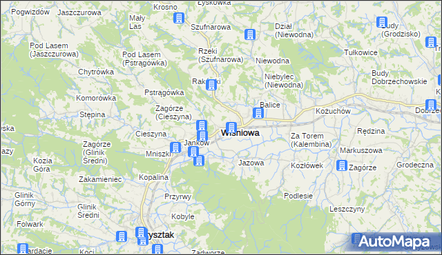 mapa Wiśniowa powiat strzyżowski, Wiśniowa powiat strzyżowski na mapie Targeo