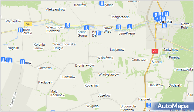mapa Wiśniówek gmina Lipsko, Wiśniówek gmina Lipsko na mapie Targeo