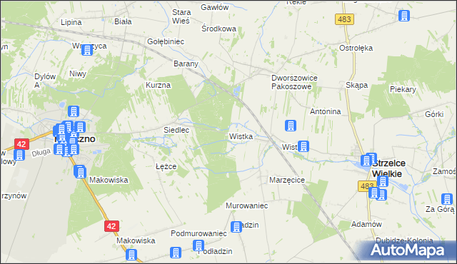 mapa Wistka gmina Pajęczno, Wistka gmina Pajęczno na mapie Targeo