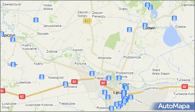 mapa Witaniów, Witaniów na mapie Targeo