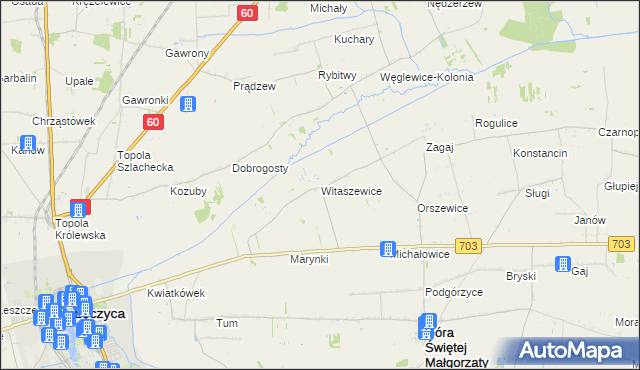 mapa Witaszewice, Witaszewice na mapie Targeo