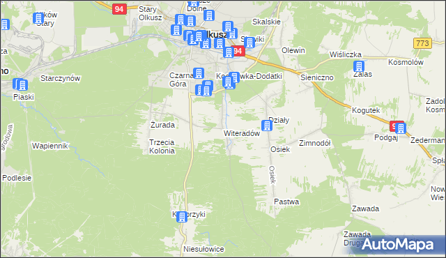 mapa Witeradów, Witeradów na mapie Targeo