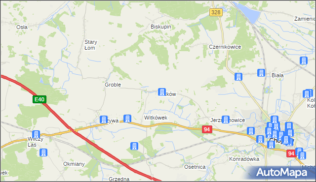 mapa Witków gmina Chojnów, Witków gmina Chojnów na mapie Targeo