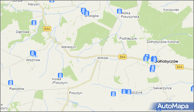 mapa Witków gmina Dołhobyczów, Witków gmina Dołhobyczów na mapie Targeo
