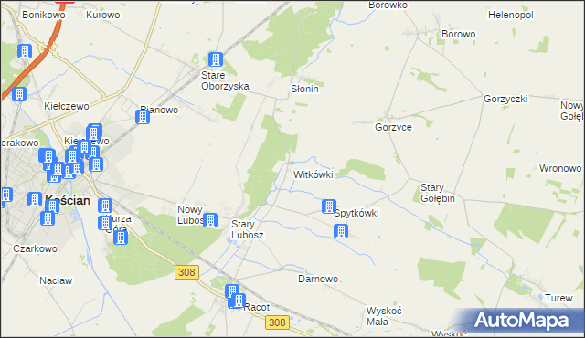 mapa Witkówki, Witkówki na mapie Targeo