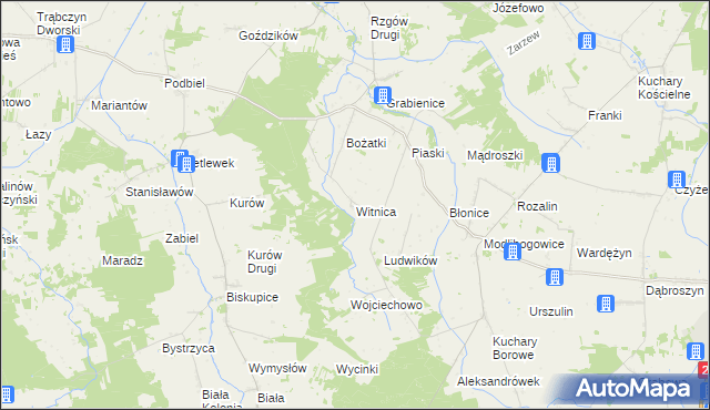 mapa Witnica gmina Rzgów, Witnica gmina Rzgów na mapie Targeo