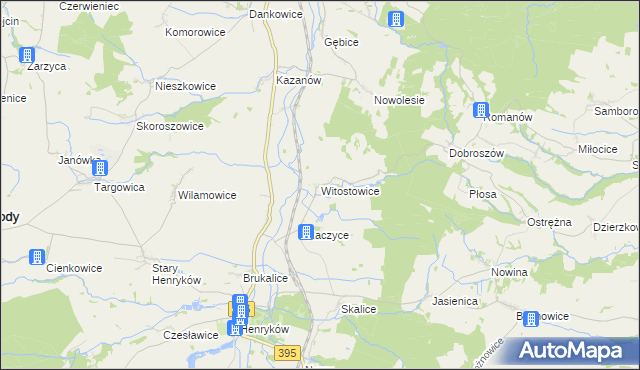 mapa Witostowice, Witostowice na mapie Targeo