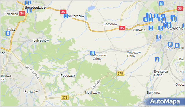 mapa Witoszów Górny, Witoszów Górny na mapie Targeo