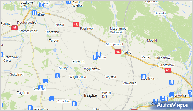 mapa Witów gmina Irządze, Witów gmina Irządze na mapie Targeo