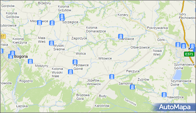 mapa Witowice gmina Bogoria, Witowice gmina Bogoria na mapie Targeo