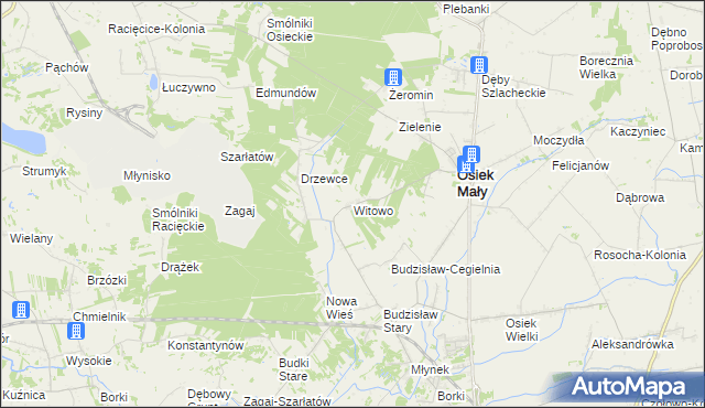 mapa Witowo gmina Osiek Mały, Witowo gmina Osiek Mały na mapie Targeo