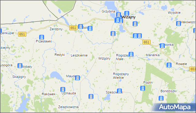 mapa Wiżgóry, Wiżgóry na mapie Targeo