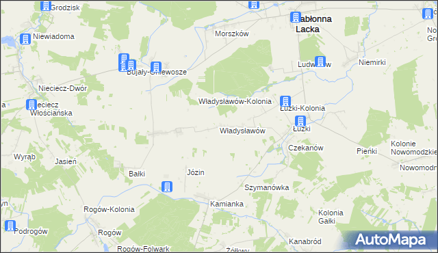 mapa Władysławów gmina Jabłonna Lacka, Władysławów gmina Jabłonna Lacka na mapie Targeo