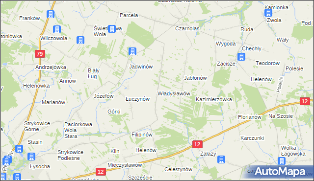 mapa Władysławów gmina Policzna, Władysławów gmina Policzna na mapie Targeo