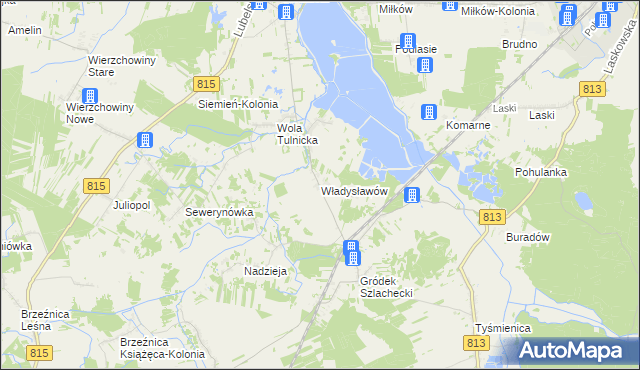 mapa Władysławów gmina Siemień, Władysławów gmina Siemień na mapie Targeo