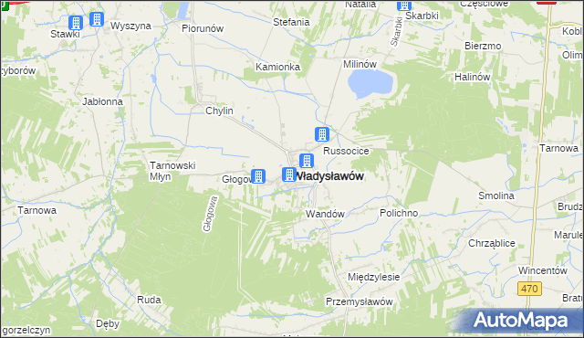 mapa Władysławów powiat turecki, Władysławów powiat turecki na mapie Targeo