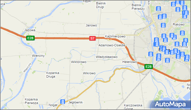 mapa Władysławowo gmina Elbląg, Władysławowo gmina Elbląg na mapie Targeo