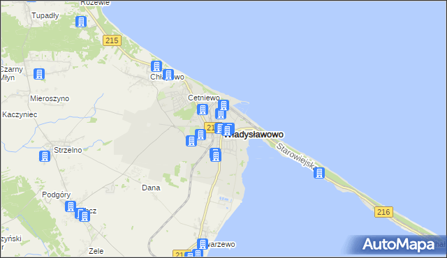 mapa Władysławowo powiat pucki, Władysławowo powiat pucki na mapie Targeo