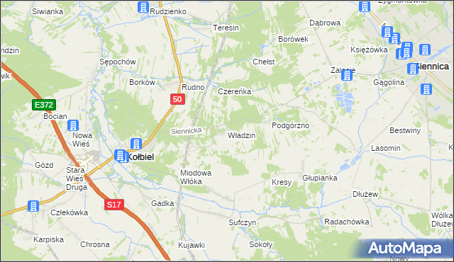 mapa Władzin, Władzin na mapie Targeo