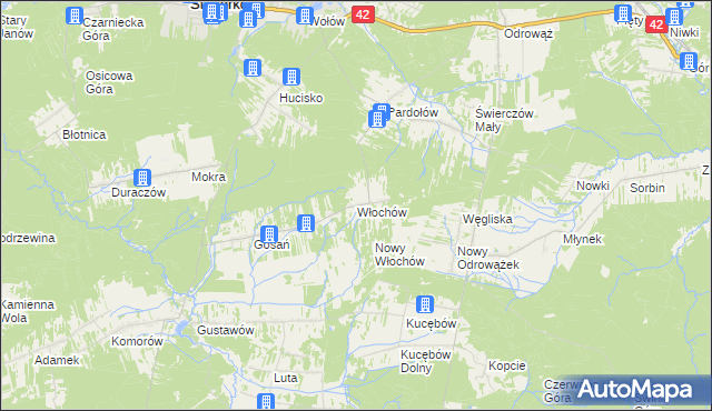 mapa Włochów gmina Stąporków, Włochów gmina Stąporków na mapie Targeo