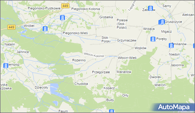 mapa Włocin-Kolonia, Włocin-Kolonia na mapie Targeo