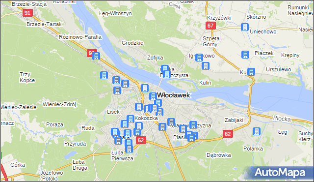 mapa Włocławka, Włocławek na mapie Targeo