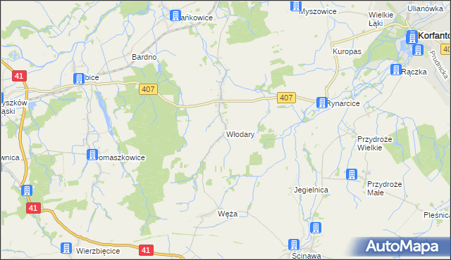 mapa Włodary, Włodary na mapie Targeo