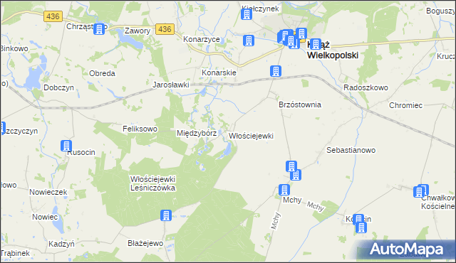 mapa Włościejewki, Włościejewki na mapie Targeo