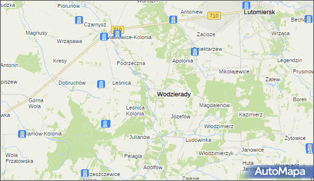 mapa Wodzierady, Wodzierady na mapie Targeo