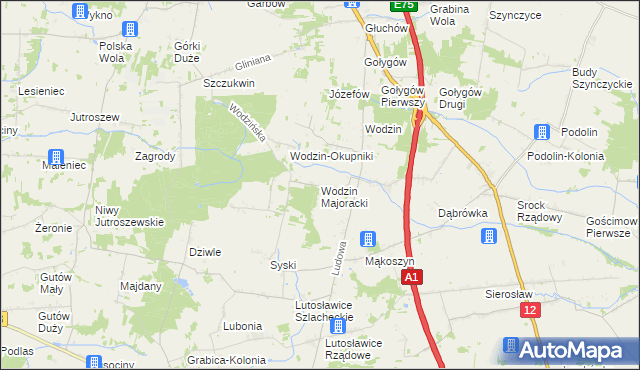 mapa Wodzin Majoracki, Wodzin Majoracki na mapie Targeo