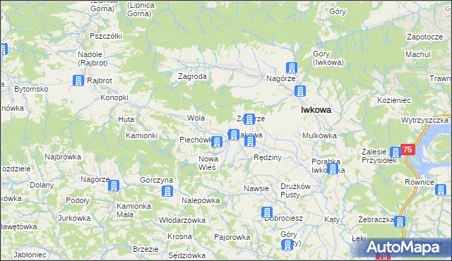 mapa Wojakowa, Wojakowa na mapie Targeo