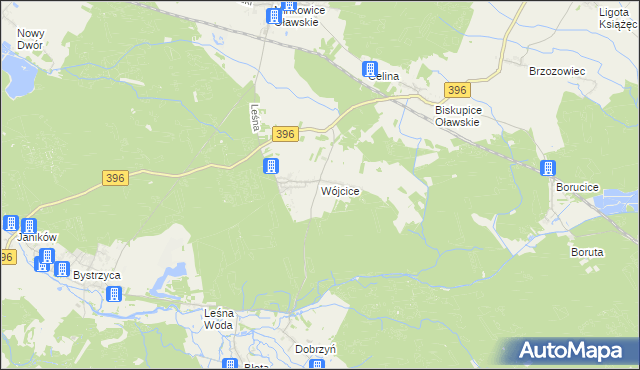 mapa Wójcice gmina Jelcz-Laskowice, Wójcice gmina Jelcz-Laskowice na mapie Targeo