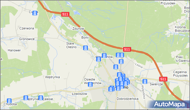 mapa Wojciechów gmina Olesno, Wojciechów gmina Olesno na mapie Targeo