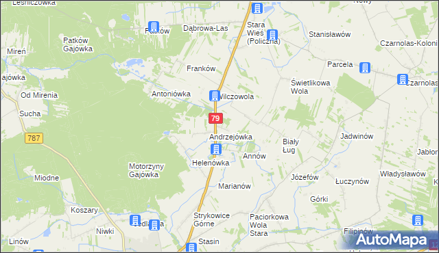 mapa Wojciechówka gmina Policzna, Wojciechówka gmina Policzna na mapie Targeo