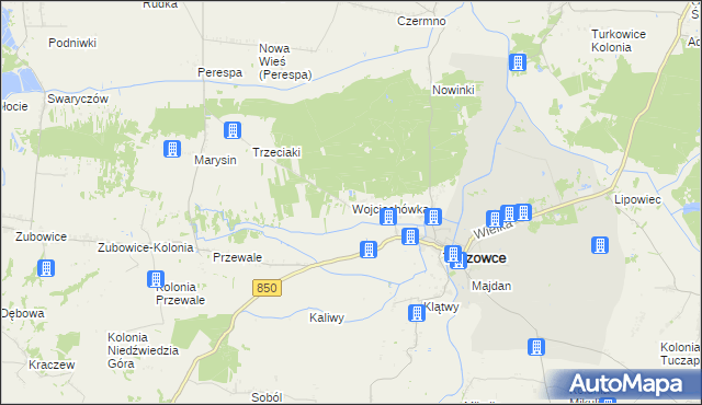 mapa Wojciechówka gmina Tyszowce, Wojciechówka gmina Tyszowce na mapie Targeo