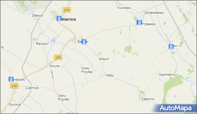 mapa Wójcin gmina Warnice, Wójcin gmina Warnice na mapie Targeo