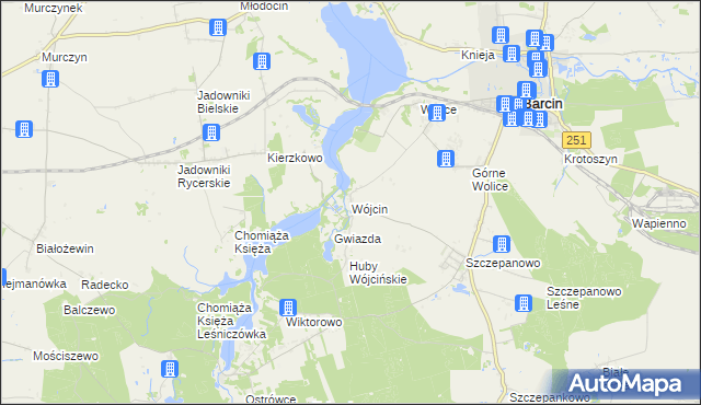 mapa Wójcin gmina Żnin, Wójcin gmina Żnin na mapie Targeo