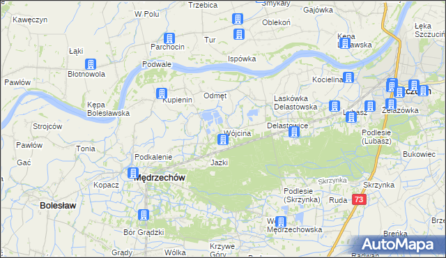 mapa Wójcina, Wójcina na mapie Targeo