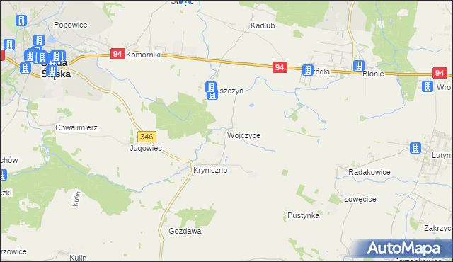 mapa Wojczyce, Wojczyce na mapie Targeo
